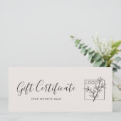 Carte Gift Certificate Logo Script Minimalist Off-White (Debout devant)
