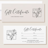 Carte Gift Certificate Logo Script Minimalist Off-White