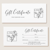 Carte Gift Certificate Logo Script Minimalist White