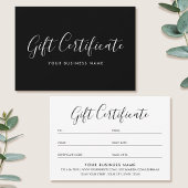 Carte Gift Certificate Script Minimalist Black Card