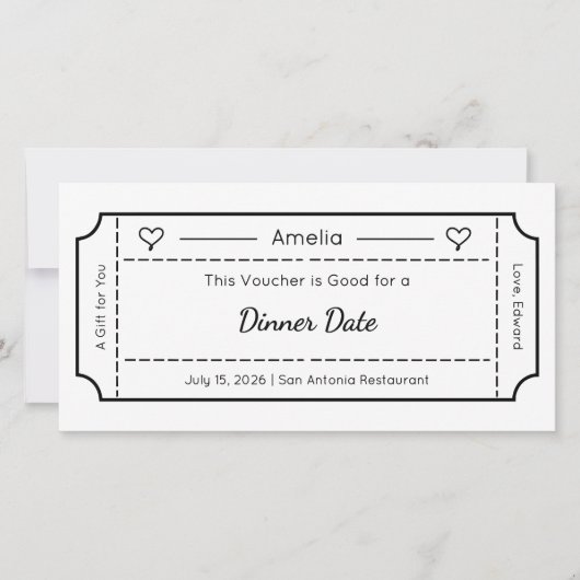 Carte Gift Voucher, Custom Gift Ticket Card (Devant)