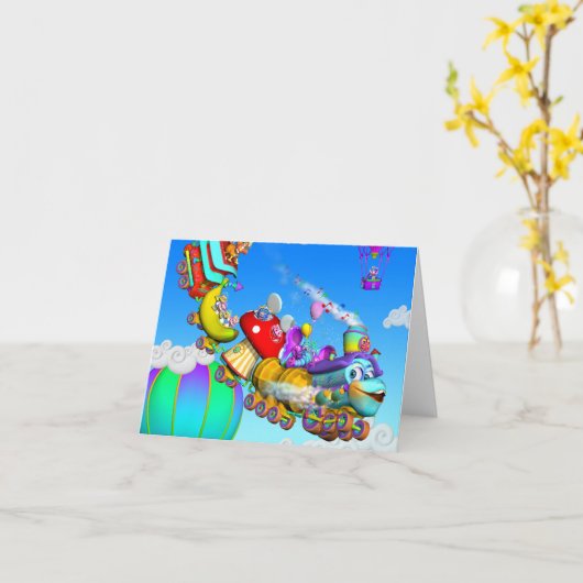 Carte Giggle Belly Train Note Card (Fleur jaune)