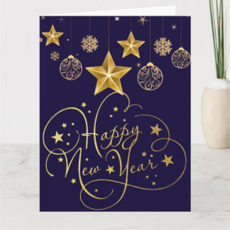 Carte Gilded Midnight New Year’s Eve Card Luxury blue
