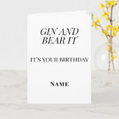 Carte Gin and Bear It Birthday – Personalised Funny (Fleur jaune)