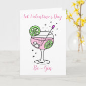 Carte Gin rose Saint-Valentin (Fleur jaune)