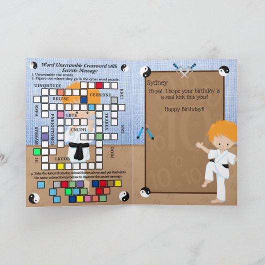 Carte Ginger Boys Karate Secret Message Joyeux anniversa (Intérieur)