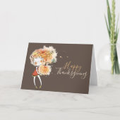 Carte Ginger Girl avec Citrouille Thanksgiving (Devant)