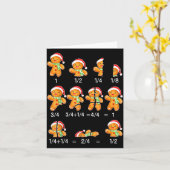 Carte Gingerbread Cookie Santa Hat Fraction Math Teacher (Fleur jaune)
