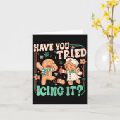 Carte Gingerbread Have You Tried Icing It Funny Christma (Fleur jaune)