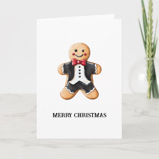 Carte Gingerbread Homme Cookie en Tuxedo (Devant)