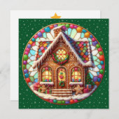 Carte Gingerbread House Round Christmas Grey Card (Devant / Derrière)