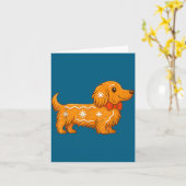 Carte Gingerbread Long Hair Dachshund Christmas Pajama T (Fleur jaune)