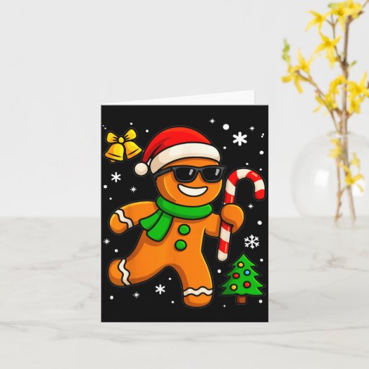 Carte Gingerbread Man Funny Christmas Cookie Costume Bak (Fleur jaune)