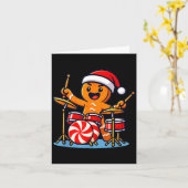 Carte Gingerbread Man Playing Drums (Fleur jaune)