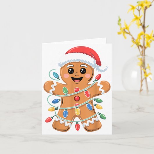 Carte Gingerbread Man Tangled Christmas Lights  (Fleur jaune)