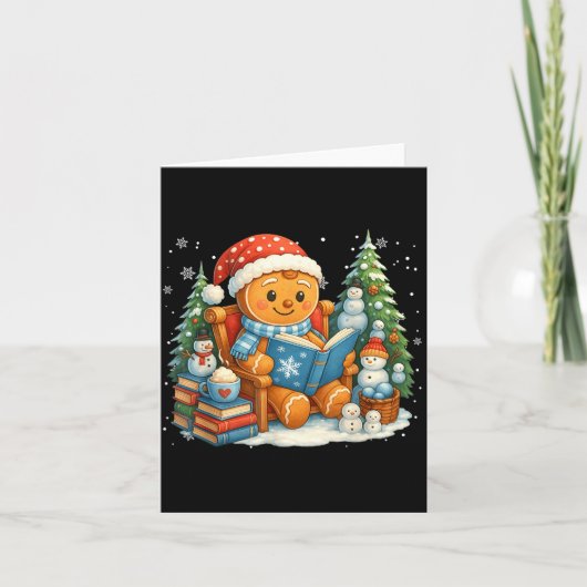 Carte Gingerbread Reading Book Lovers Christmas Bookworm (Devant)