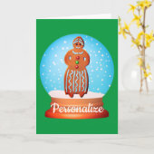 Carte Gingerpain femme biscuit neigeux globe (Fleur jaune)