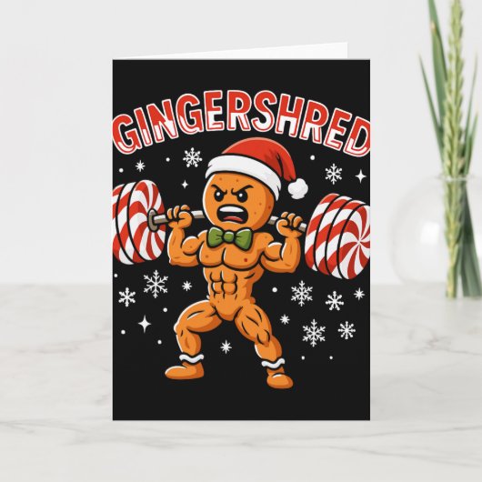 Carte Gingershred Funny Gingerbread Man Gym Bodybuilding (Devant)