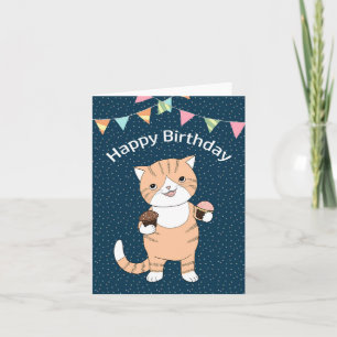 Carte Ginggingembre Grat Orange Tabby Chat avec cupcakes