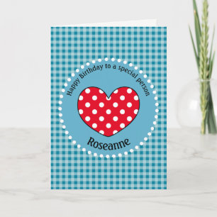 Carte Gingham Cœur Amour à Points de Naissance Personnal