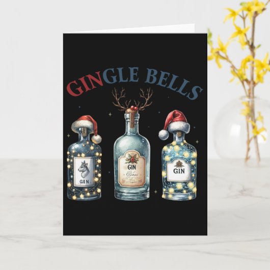 Carte Gingle Bells Funny Gin Gin Bells Christmas Tree Me (Fleur jaune)