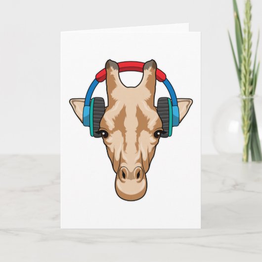 Carte Girafe à la musique avec casque audio (Devant)