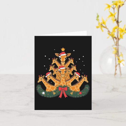 Carte Girafe Arbre de Noël Animal Noël Femmes Hommes (Fleur jaune)