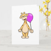 Carte Girafe au ballons (Fleur jaune)