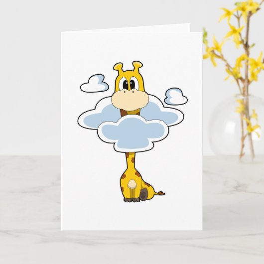 Carte Girafe aux nuages (Fleur jaune)