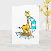 Carte Girafe avec bateau à voile (Fleur jaune)