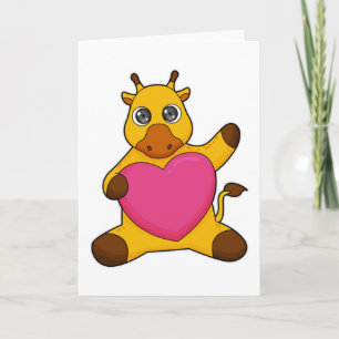 Carte Girafe avec cœur