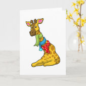 Carte Girafe avec écharpe (Fleur jaune)