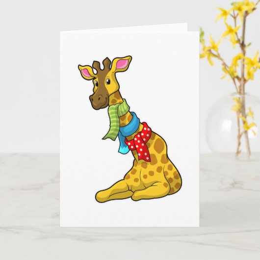 Carte Girafe avec écharpe (Fleur jaune)