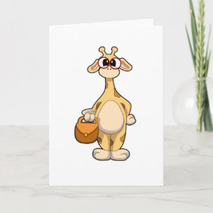 Carte Girafe avec lunettes et sac