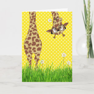 Carte Girafe avec lunettes sur Pois
