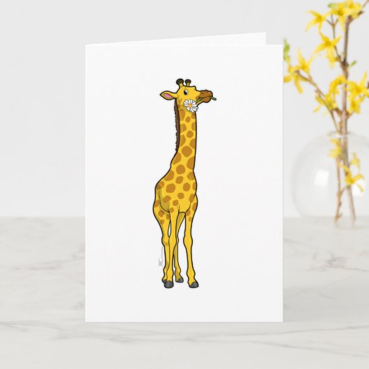Carte Girafe avec Marguerite (Fleur jaune)