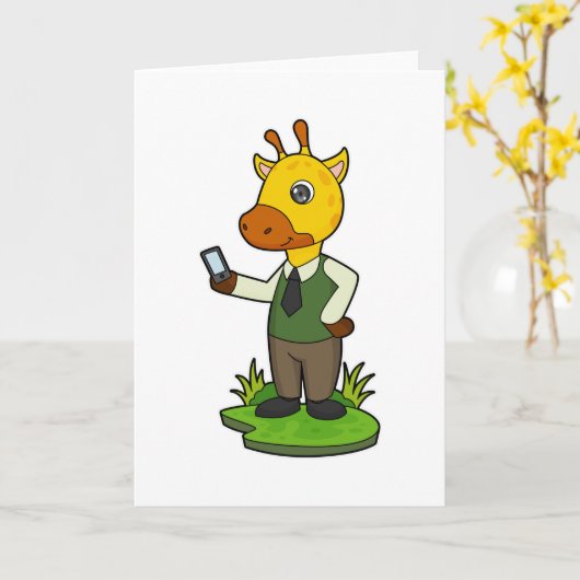 Carte Girafe avec Mobile (Fleur jaune)
