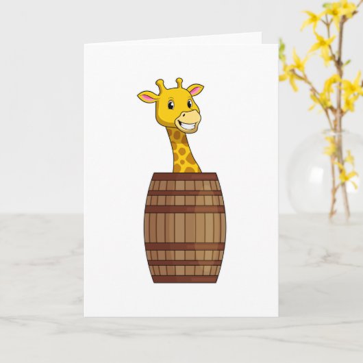 Carte Girafe avec tonneau (Fleur jaune)