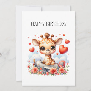 Carte Girafe Avion Anniversaire