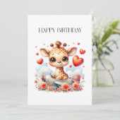 Carte Girafe Avion Anniversaire (Debout devant)