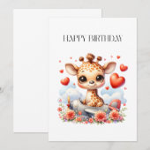 Carte Girafe Avion Anniversaire (Devant / Derrière)