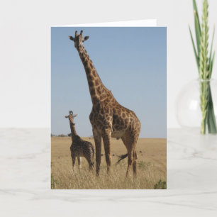 Carte Girafe d'adulte et de bébé