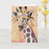 Carte Girafe de Klimt | orné en fleurs (Fleur jaune)