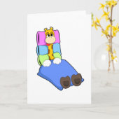 Carte Girafe dormant avec couverture et oreiller (Fleur jaune)