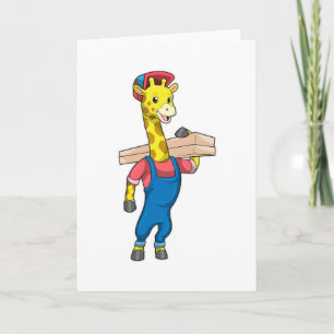 Carte Girafe en Charpentier avec Bois
