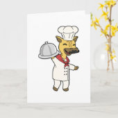 Carte Girafe en chef avec tablier et plateau de Cuisine (Fleur jaune)