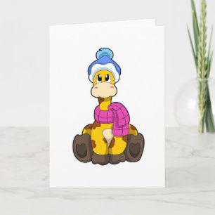 Carte Girafe en hiver avec Casquette et écorce
