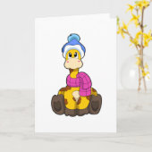 Carte Girafe en Hiver avec Écharpe et Chapeau (Fleur jaune)