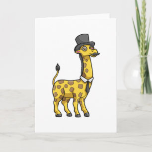 Carte Girafe en homme avec Casquette, Cravate et Moustac