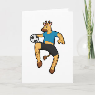 Carte Girafe en joueur de football avec ballon de footba